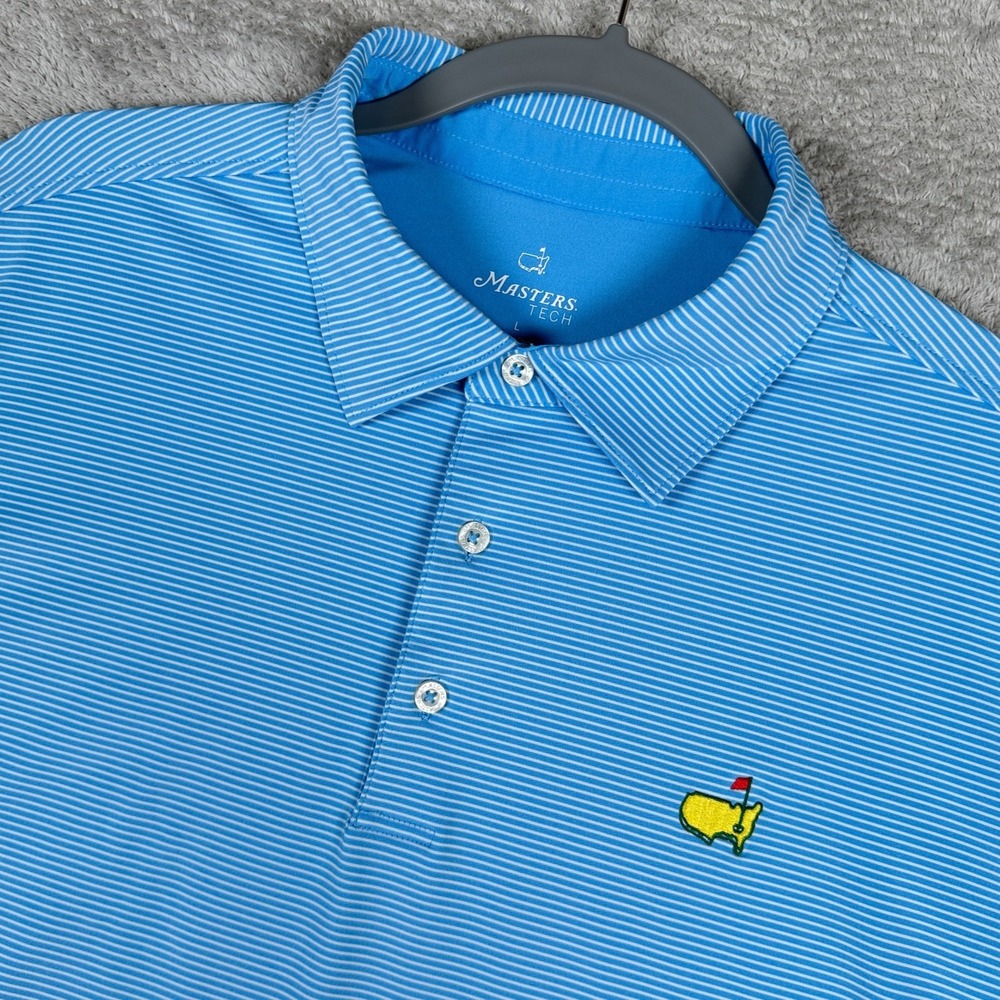 Masters Tech Polo Shirt Mens Large Blue Augusta National Golf ANGC Performance